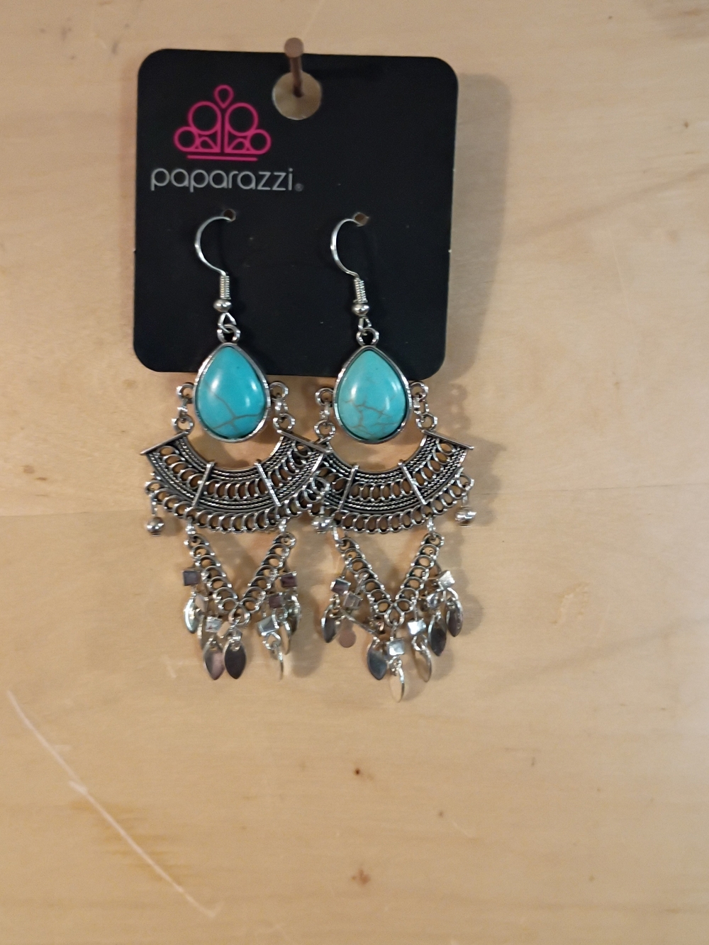 paparazzi Turquoise Teardrop Filigree Chandelier Earrings